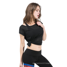 New pure color T-shirt sports fashion yoga running under ms quick-drying fitness yoga breathable jacket with short sleeves